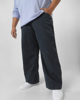 Plus Men's Grey Loose Fit Washed Jeans Non-Stretchable