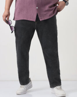 Plus Men's Dark Grey Slim Fit Washed Denim Jeans Stretchable