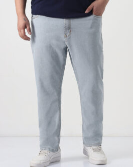 Plus Men's Ice Grey Slim Fit Washed Denim Jeans Stretchable