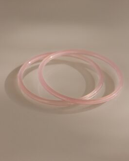Thin Pink Jade Bangle Set