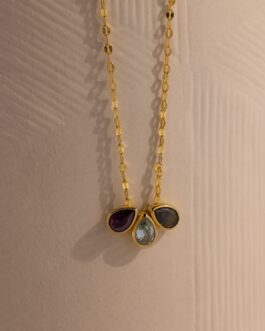 Multiple Teardrop Birthstone Necklace