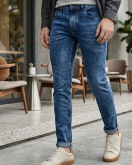 Men's Blue Slim Fit Washed Jeans Stretchable